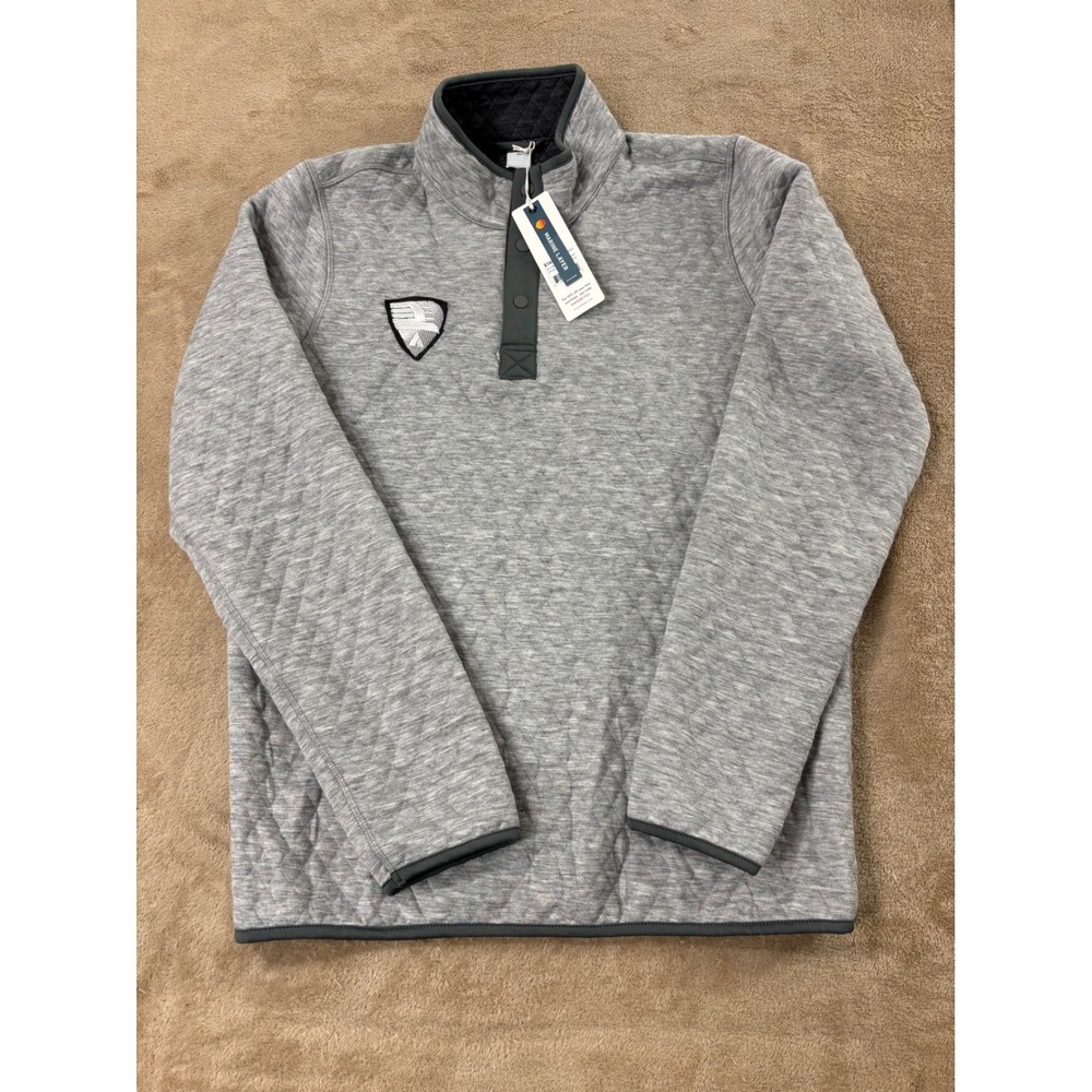 Marine Layer Reversible Corbet Pullover Mens S Heather Grey Diamond NEW logo‎